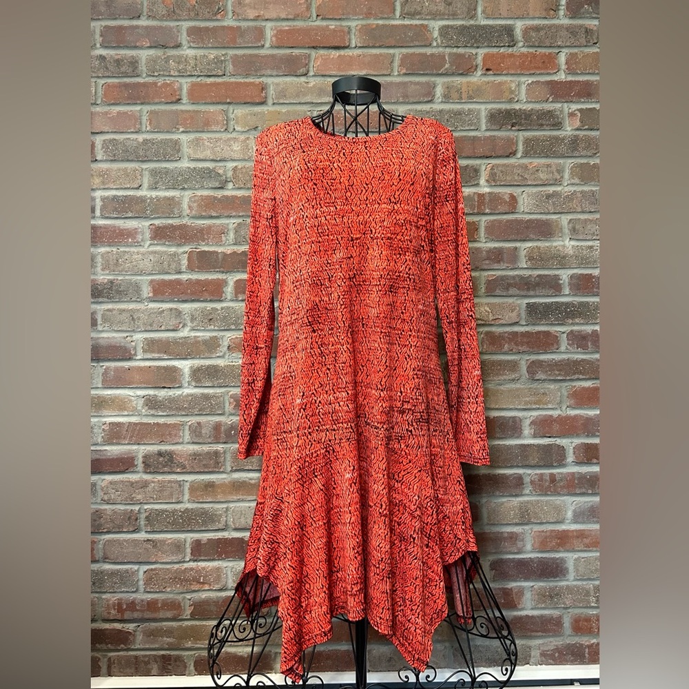 Michael Kors New Wiith Tags Size Large Reddish/Orange & Black long Sleeved Dress